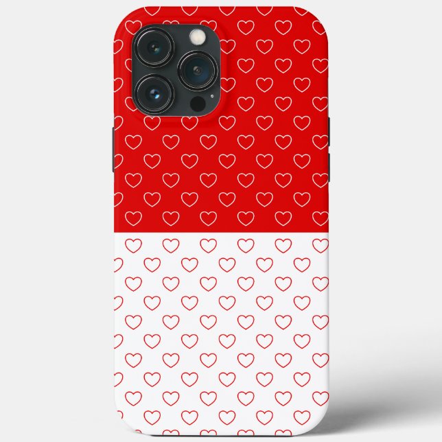 Funda De Case-Mate Para iPhone Patrón Corazón Rojo Y Blanco (Reverso )