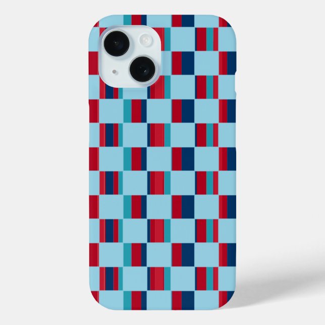 Funda De Case-Mate Para iPhone patrón cuadrado azul y rojo (Reverso )