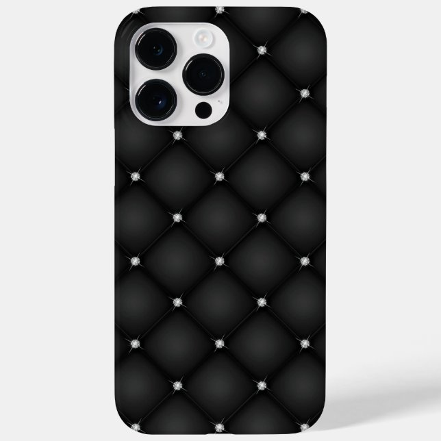 Funda De Case-Mate Para iPhone Patrón cuadrado negro premium (Reverso)