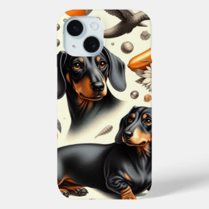 Funda Para iPhone 15 Patrón Cute Dachshund