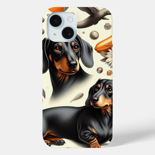 Funda De Case-Mate Para iPhone Patrón Cute Dachshund (Reverso )