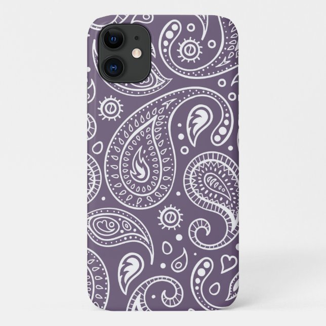 Funda De Case-Mate Para iPhone Patrón Cute Purple Paisley (Reverso)