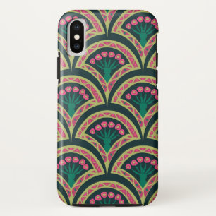 Funda Para iPhone X Patrón de abanico floral rosa y verde