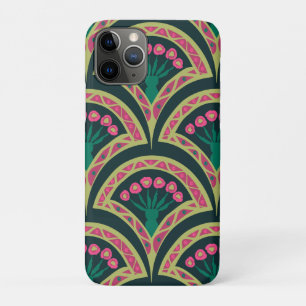 Funda Para iPhone 11 Pro Patrón de abanico floral rosa y verde