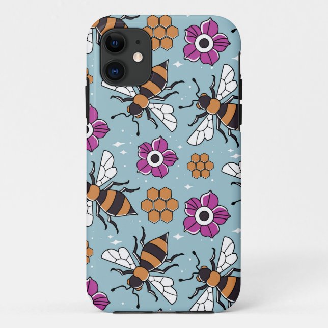 Funda De Case-Mate Para iPhone Patrón de abejas dulces (Reverso)