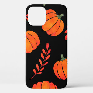 Funda Para iPhone 12 Patrón de acuarela con calabazas naranjas