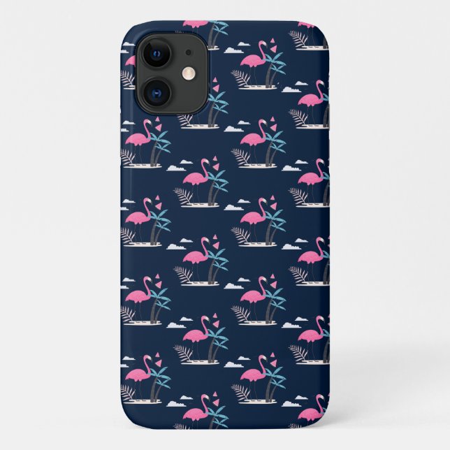 Funda De Case-Mate Para iPhone Patrón de acuarela de flamingo divertido Tropical  (Reverso)
