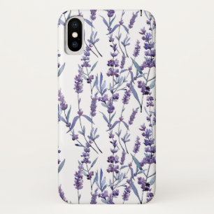 Funda Para iPhone X patrón de acuarela floral de lavanda