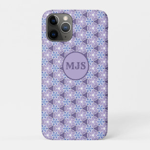 Funda Para iPhone 11 Pro Patrón de acuarela floral morado monogramado