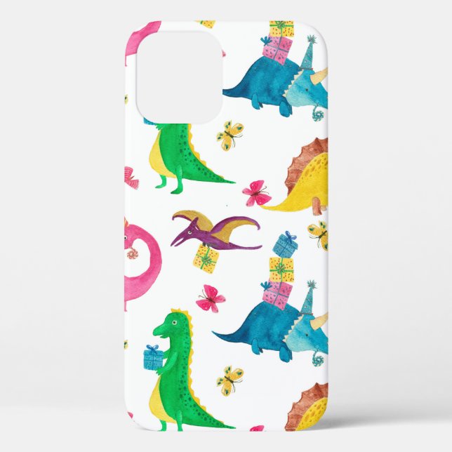 Funda De Case-Mate Para iPhone Patrón de acuarela sin fisuras con dinosaurio (Reverso )