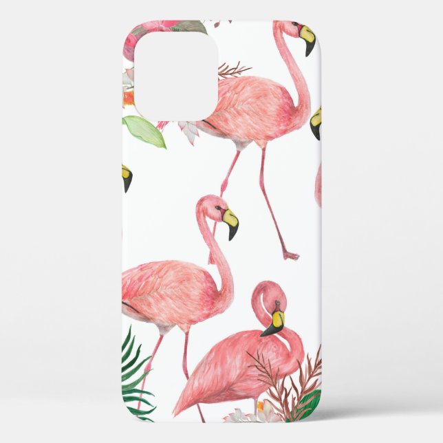 Funda De Case-Mate Para iPhone Patrón de acuarela sin fisuras con flamingo (Reverso )