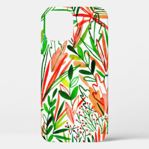 Funda Para iPhone 12 Patrón de acuarela sin fisuras con hojas exóticas