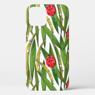 Funda Para iPhone 12 Patrón de acuarela sin fisuras con ladybugs. Contr