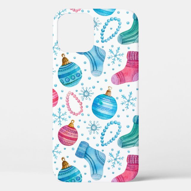 Funda De Case-Mate Para iPhone Patrón de acuarela sin fisuras con Navidad (Reverso )