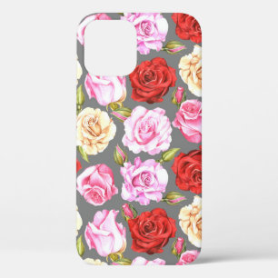 Funda Para iPhone 12 Patrón de acuarela sin fisuras con rosas. Sin mar