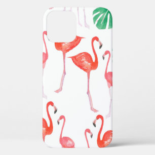 Funda Para iPhone 12 Patrón de acuarela sin foco con familia de flaming