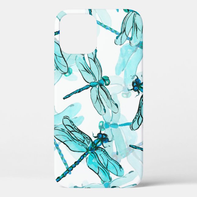Funda De Case-Mate Para iPhone Patrón de acuarela sin foco con libélula elegante (Reverso )