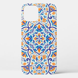 Funda Para iPhone 12 Patrón de adorno azul Naranja de lujo