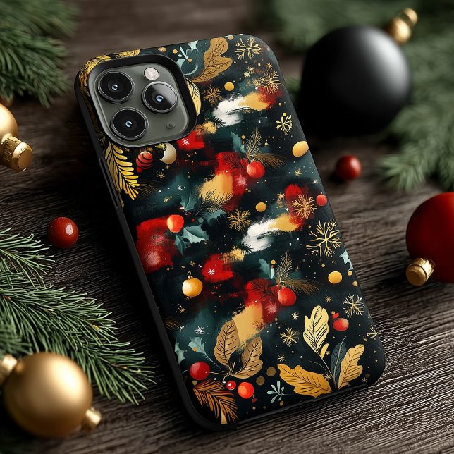 Funda De Case-Mate Para iPhone Patrón de Adornos Navideños Abstractos Festivos (Subido por el creador)