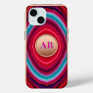 Funda Para iPhone 15 Patrón de ágata abstracta vibrante con brillo