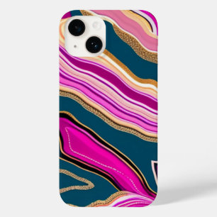 Funda Para iPhone 14 De Case-Mate Patrón de ágata rosa y azul