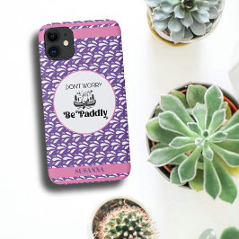 Funda Para iPhone 11 Patrón de agua retro púrpura con nutria en canoa y