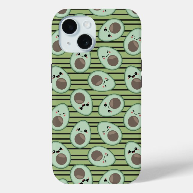 Funda De Case-Mate Para iPhone Patrón de aguacates de Kawaii (Reverso )
