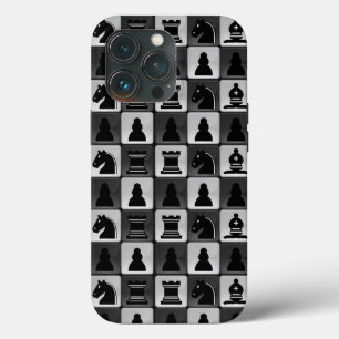 Funda Para iPhone 13 Pro Patrón de ajedrez monocromo