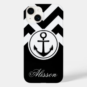 Funda Para iPhone 14 De Case-Mate Patrón de anclaje blanco y negro