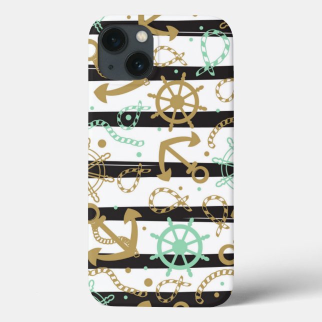 Funda De Case-Mate Para iPhone Patrón de anclaje de mar (Reverso)