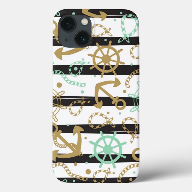 Funda De Case-Mate Para iPhone Patrón de anclaje de mar (Reverso)