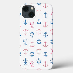 Funda Para iPhone 13 Patrón de anclaje náutico de Snoopy