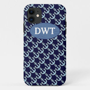 Funda Para iPhone 11 patrón de anclajes azules personalizado