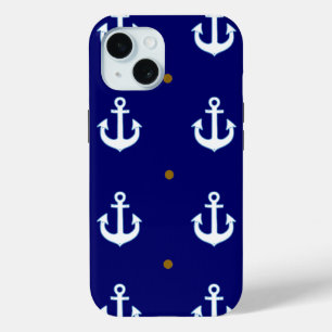 Funda Para iPhone 15 patrón de anclajes blancos pequeños