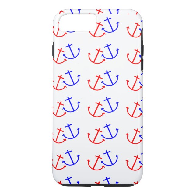 Funda De Case-Mate Para iPhone Patrón de anclas rojas azul blanco (Reverso)