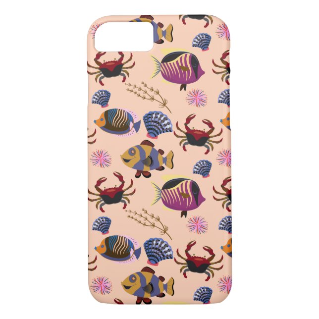 Funda De Case-Mate Para iPhone Patrón de animales acuáticos | vida submarina en e (Reverso)