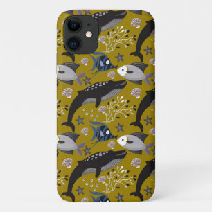 Funda Para iPhone 11 Patrón de animales acuáticos   vida submarina en l