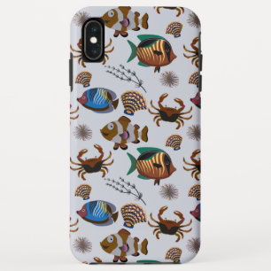 Funda Para iPhone XS Max Patrón de animales acuáticos   vida submarina en l