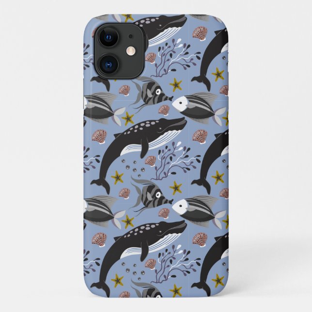 Funda De Case-Mate Para iPhone Patrón de animales acuáticos | vida submarina en l (Reverso)
