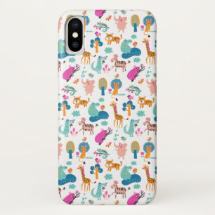 Funda Para iPhone X Patrón de animales de la jungla, suave y colorido