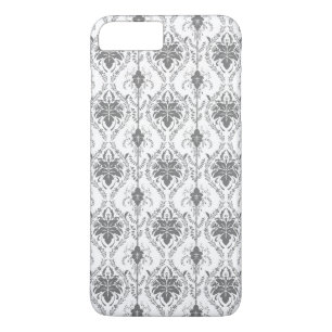 Funda Para iPhone 8 Plus/7 Plus Patrón de apertura de Damasco blanco y gris