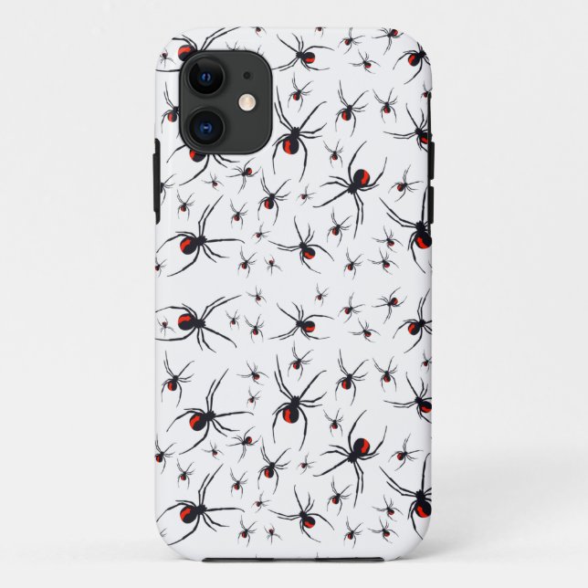 Funda De Case-Mate Para iPhone Patrón de araña rojo y negro (Reverso)