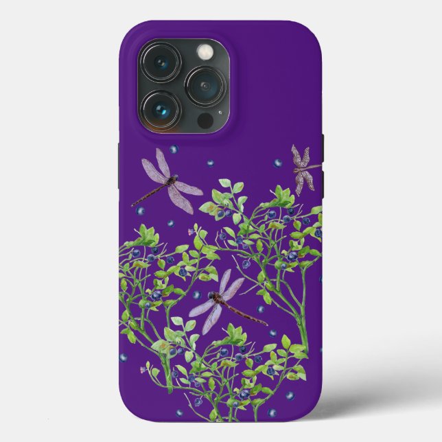 Funda De Case-Mate Para iPhone Patrón de arándano con libélulas (Reverso )