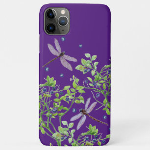 Funda Para iPhone 11 Pro Max Patrón de arándano con libélulas