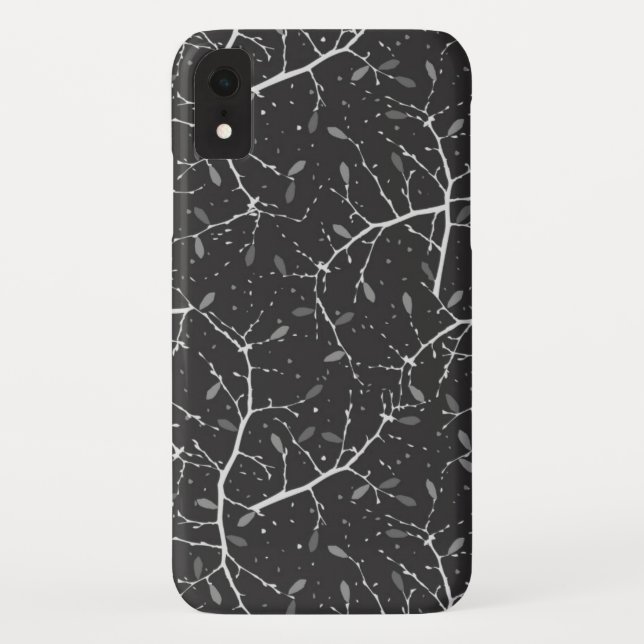 Funda De Case-Mate Para iPhone Patrón de árbol blanco negro (Reverso)
