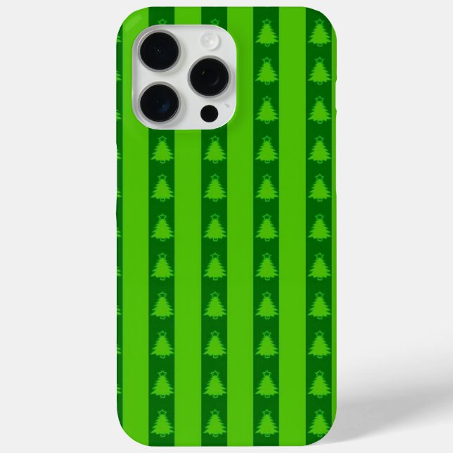 Funda De Case-Mate Para iPhone Patrón de árbol de navidad con rayas verdes (Reverso )