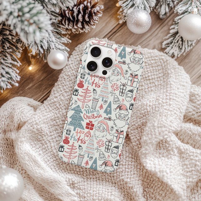 Funda De Case-Mate Para iPhone Patrón de árbol de navidad Santa caprichoso (Subido por el creador)