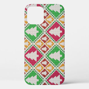 Funda Para iPhone 12 Patrón de árbol de Navidad vintage.