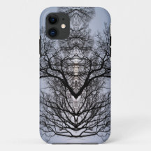 Patrón de árbol de silueta y cielo azul