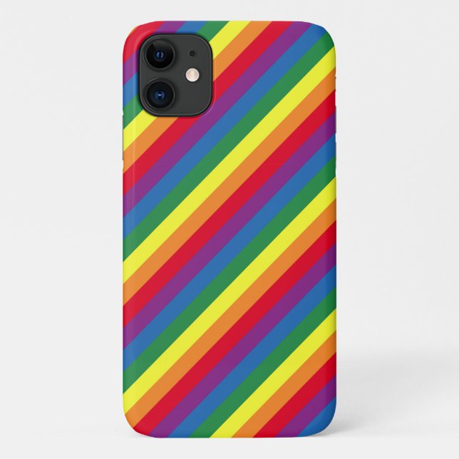 Funda De Case-Mate Para iPhone Patrón de arco iris diagonal (Reverso)